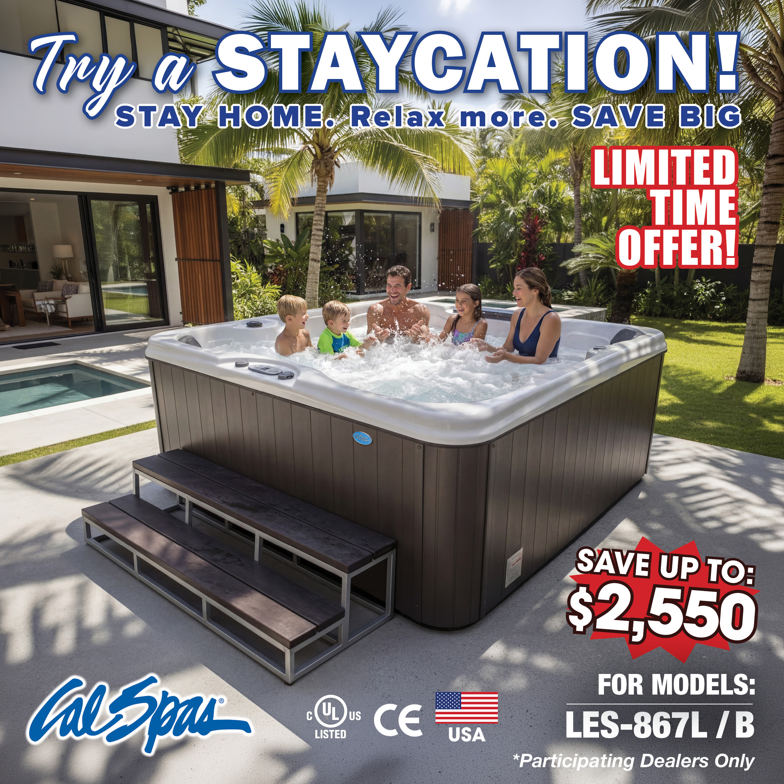 Calspas hot tub being used in a family setting - Goldsboro